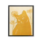 Minimalist Yellow Cat Framed Canvas Print Gallery Image 6