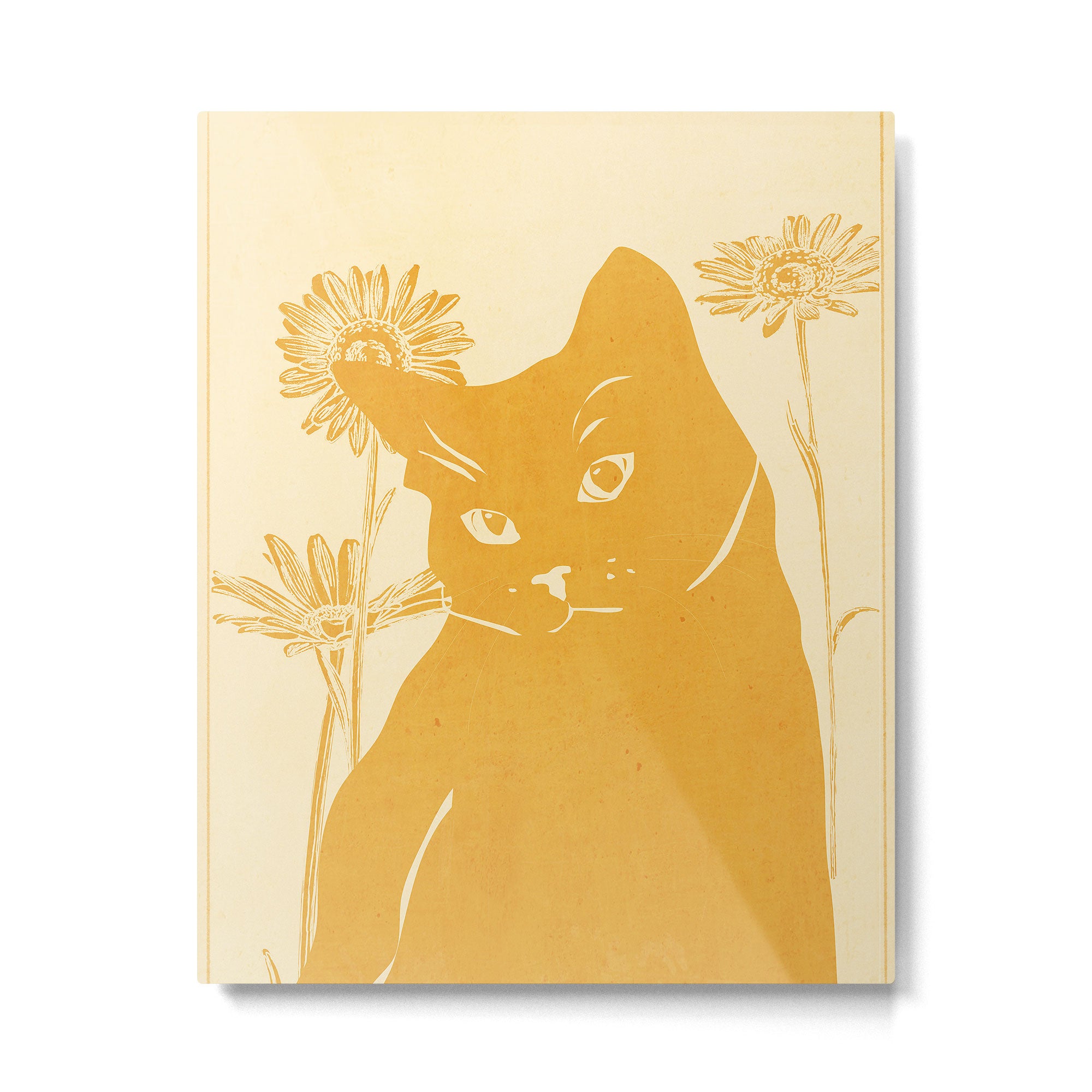 Minimalist Yellow Cat Metal Print Gallery Image 4