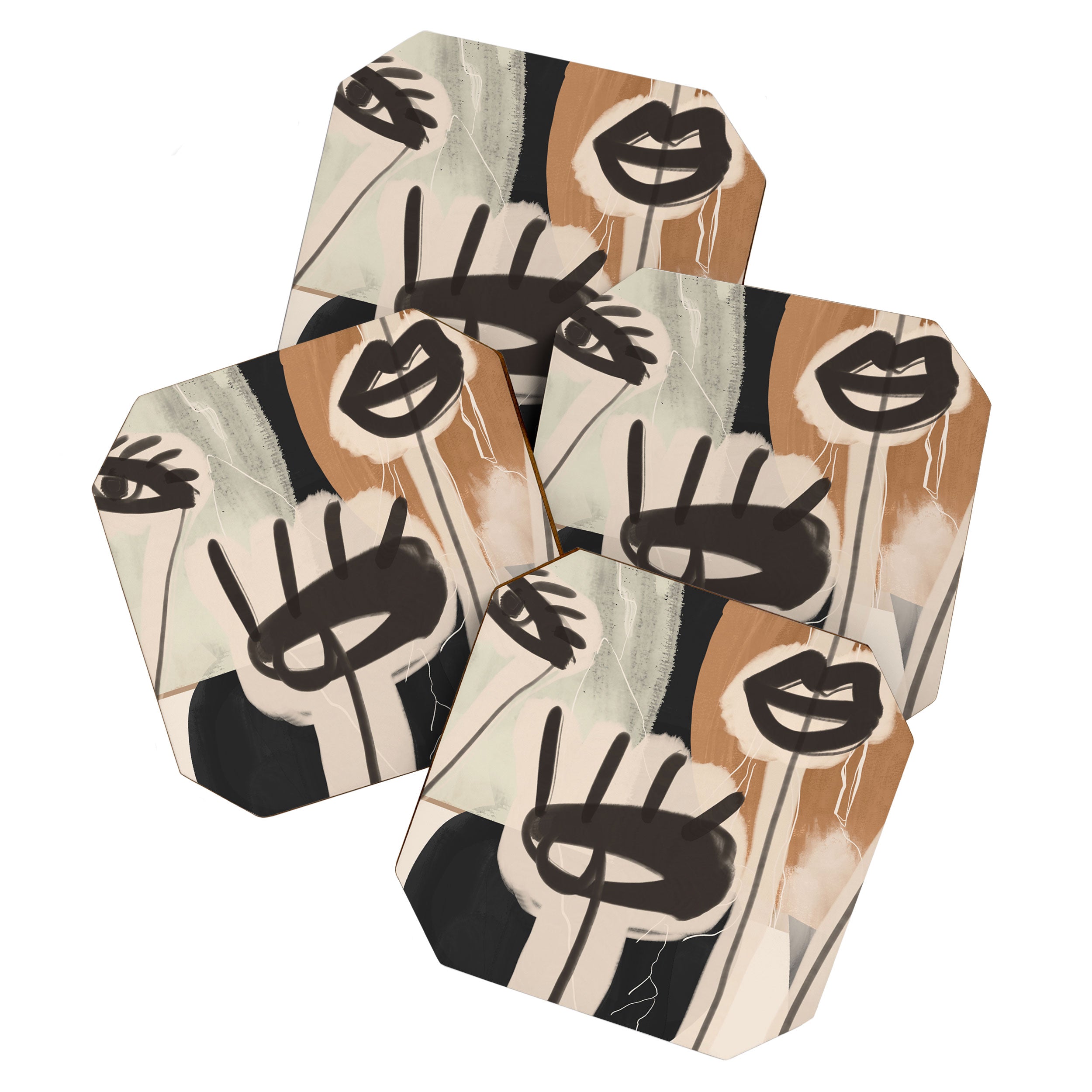 Modern Abstract Art Face 24 Coaster Gallery Image 1