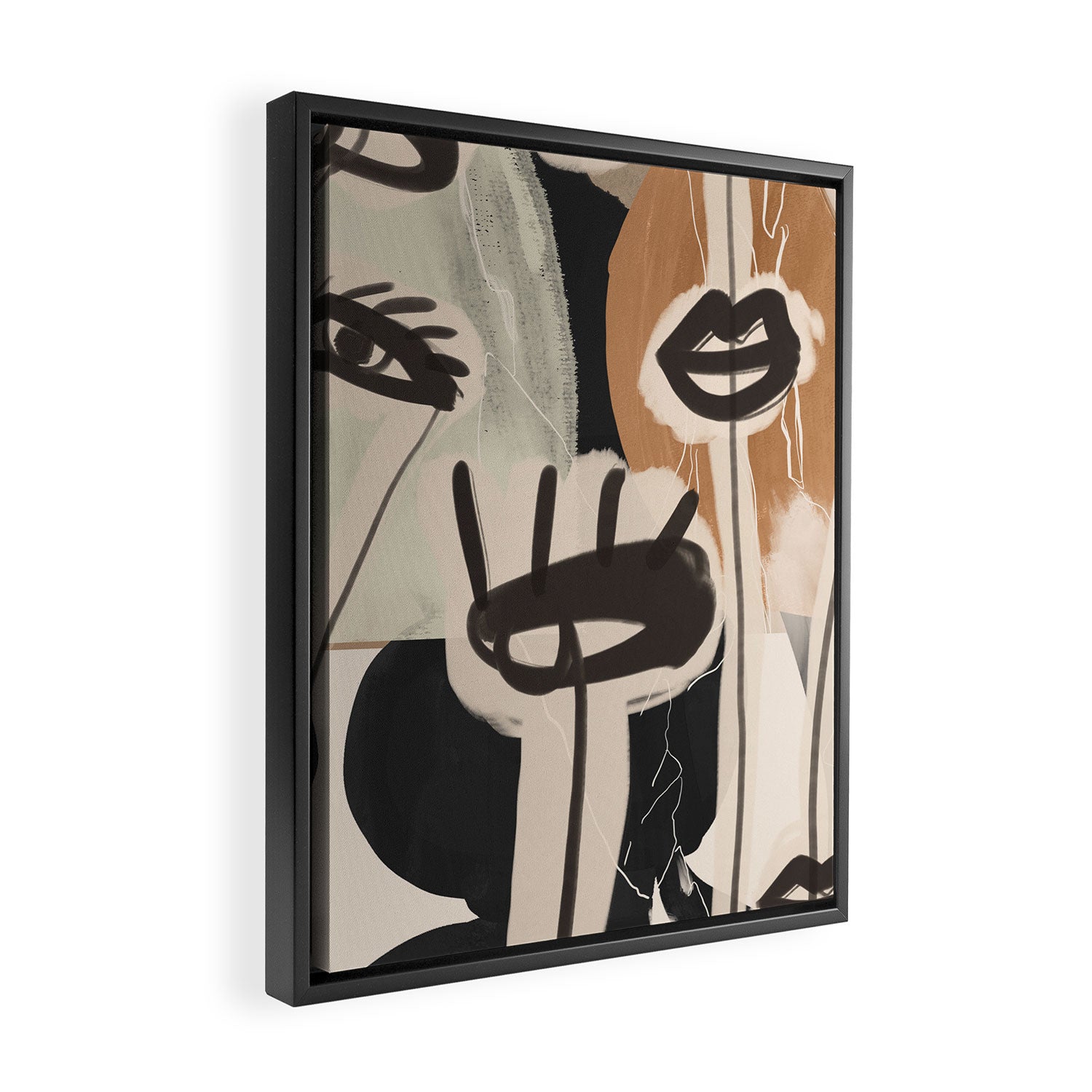 Modern Abstract Art Face 24 Framed Canvas Print Gallery Image 2