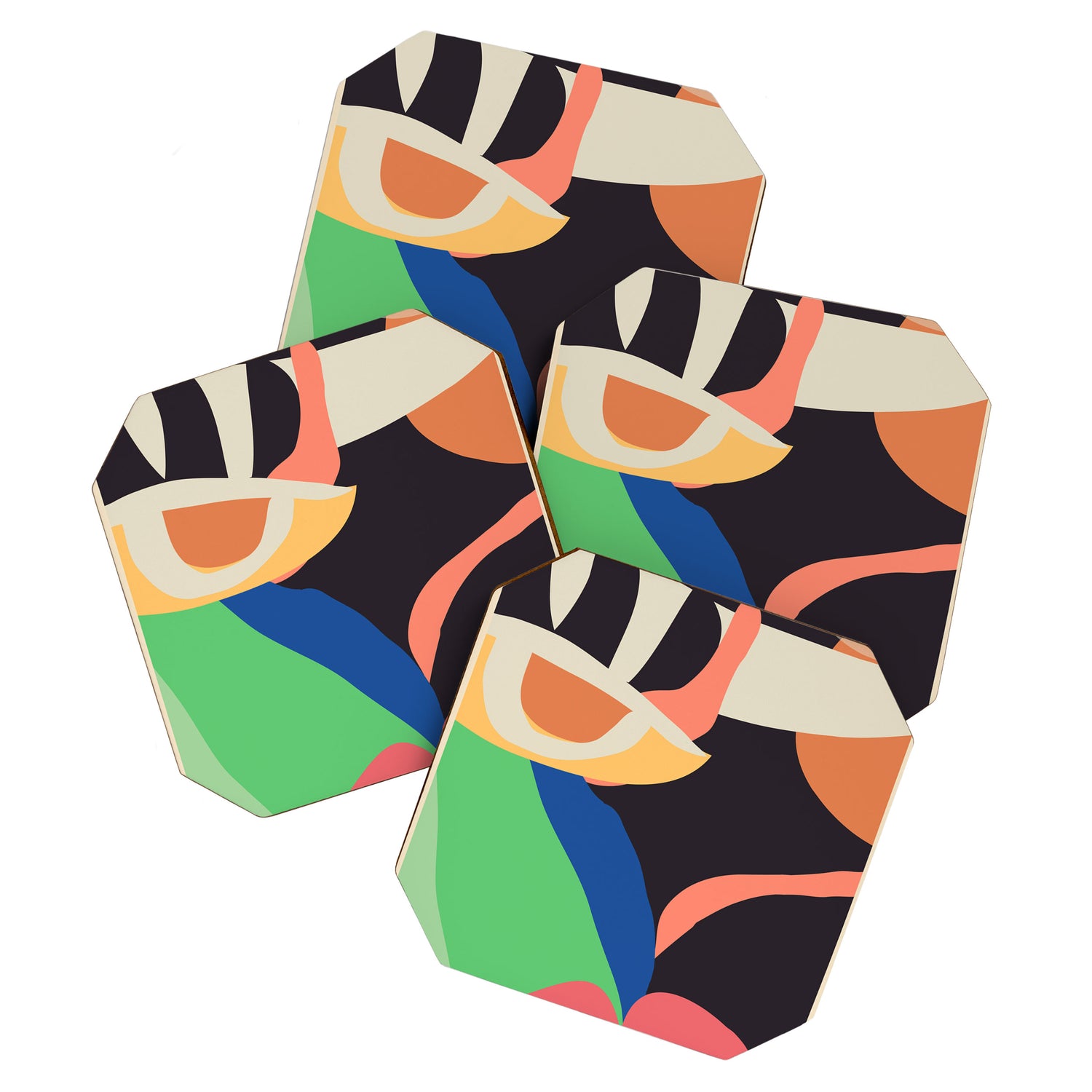 Modern Abstract Art Face 3 Coaster Gallery Image 1