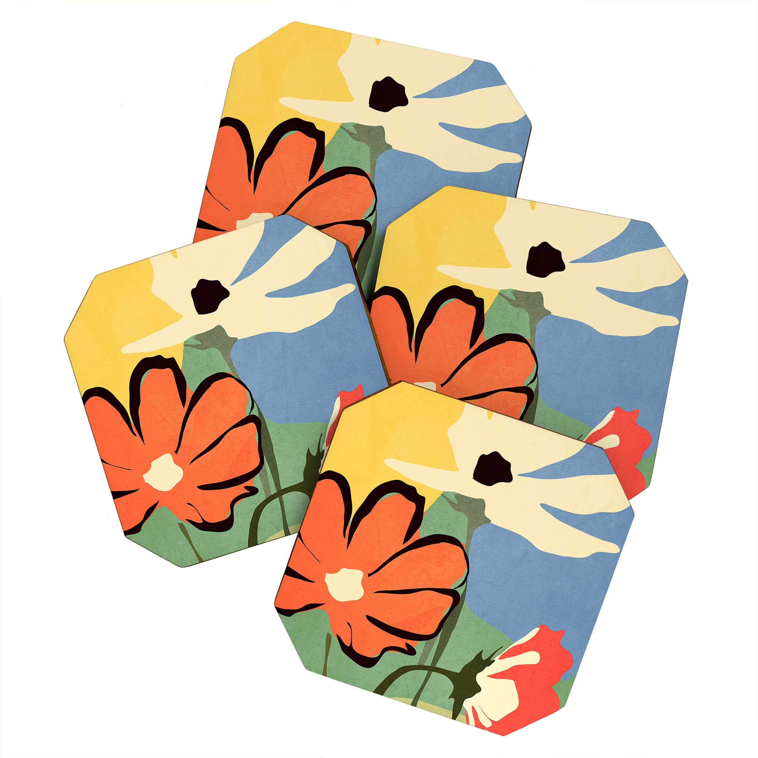 Modern Abstract Art Flowers 14 Coaster Gallery Image 1