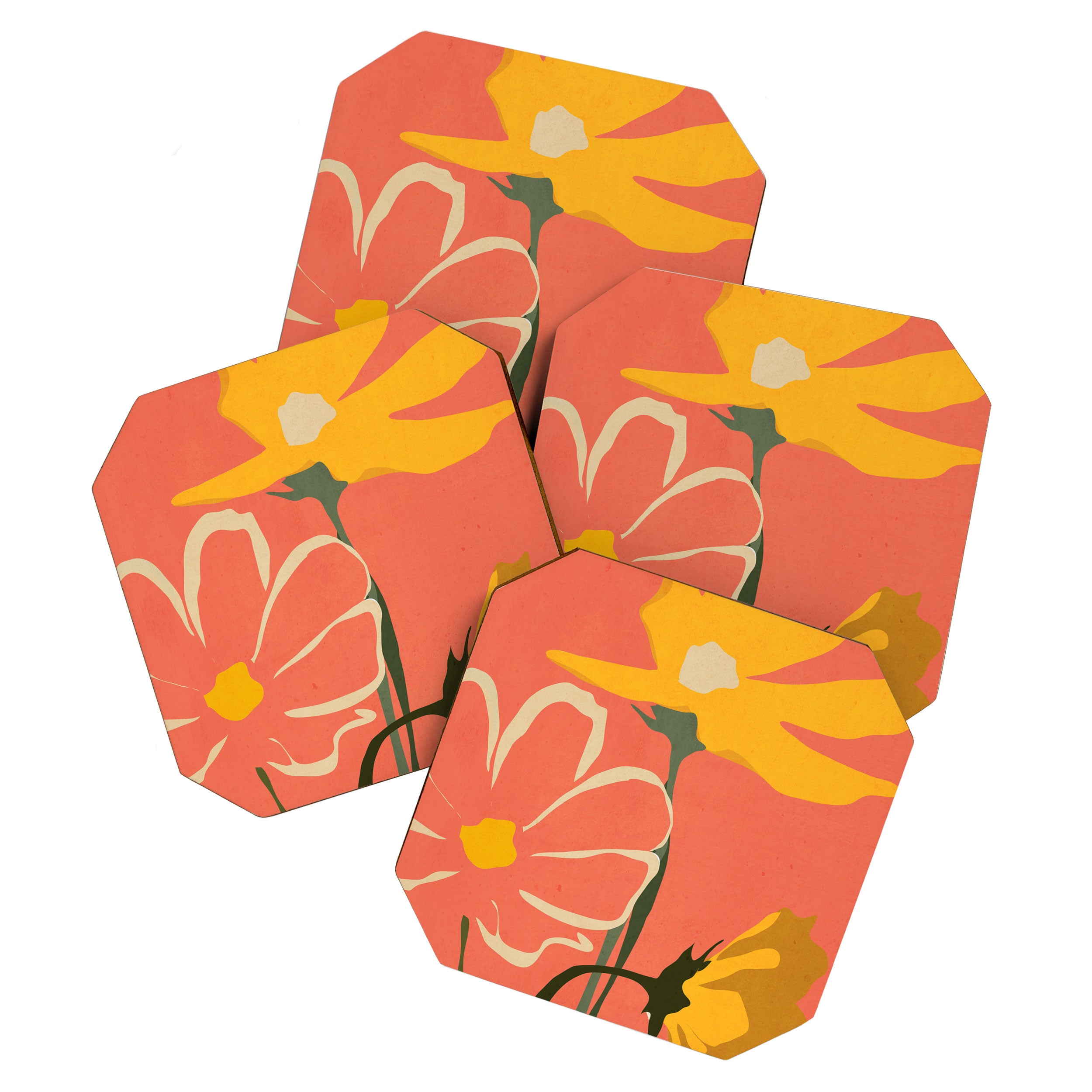 Modern Abstract Art Flowers 4 Coaster Gallery Image 1