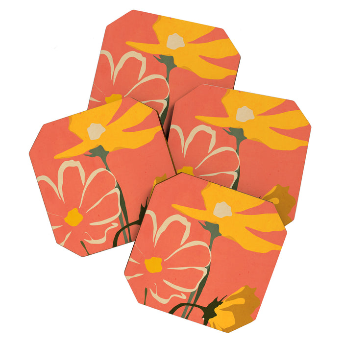 Modern Abstract Art Flowers 4 Coaster Gallery Image 1