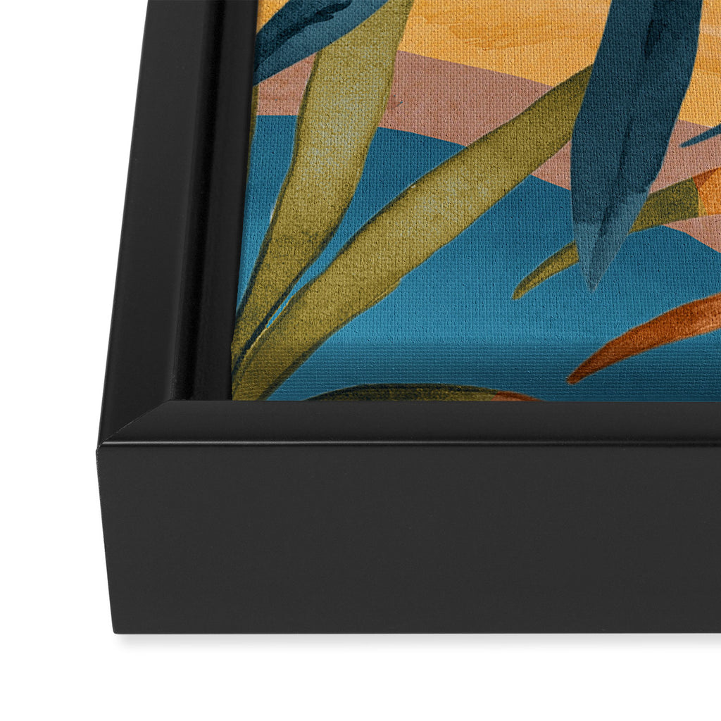 Modern Abstract Art Tropical Leaves 4 Framed Canvas Print Gallery Image 3
