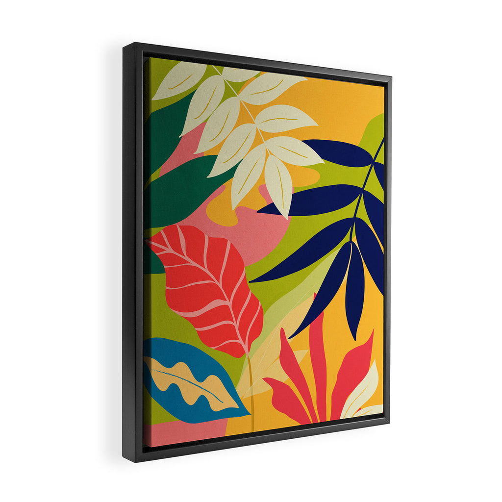 Modern Abstract Art Tropical Leaves Framed Canvas Print Gallery Image 2