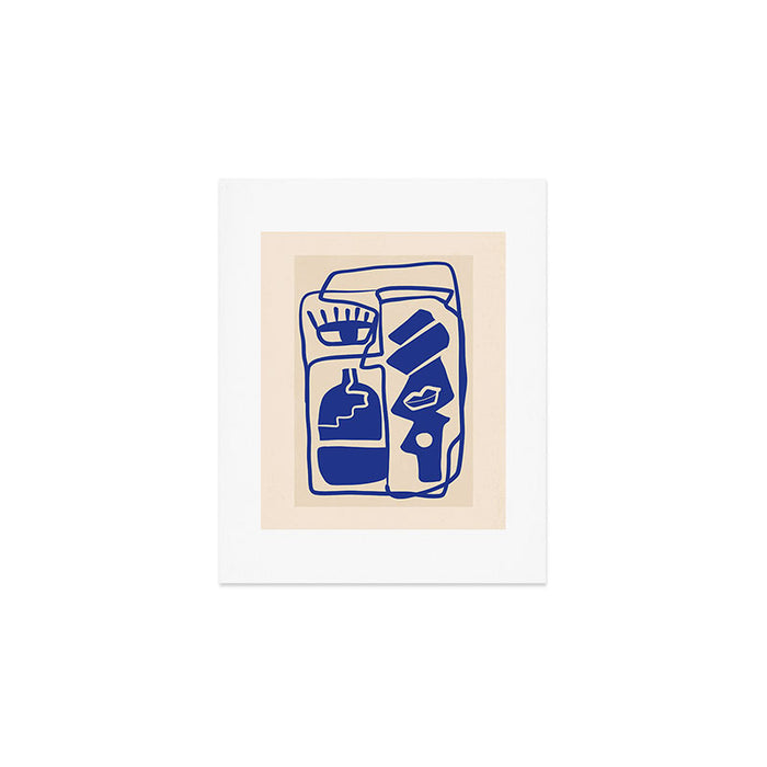 Modern Abstract Minimal Shapes 53 Cobalt Blue Art Print Gallery Image 1