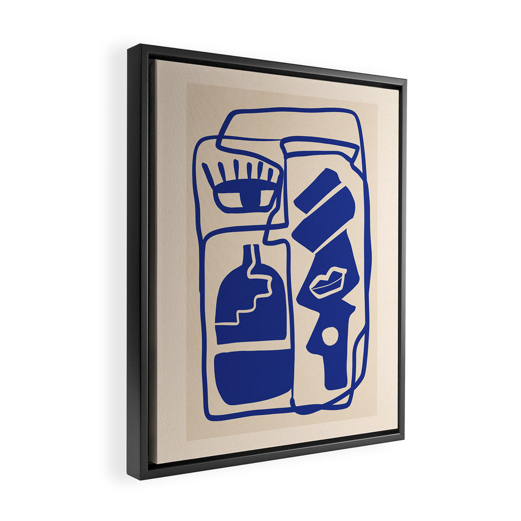 Modern Abstract Minimal Shapes 53 Cobalt Blue Framed Canvas Print Gallery Image 2