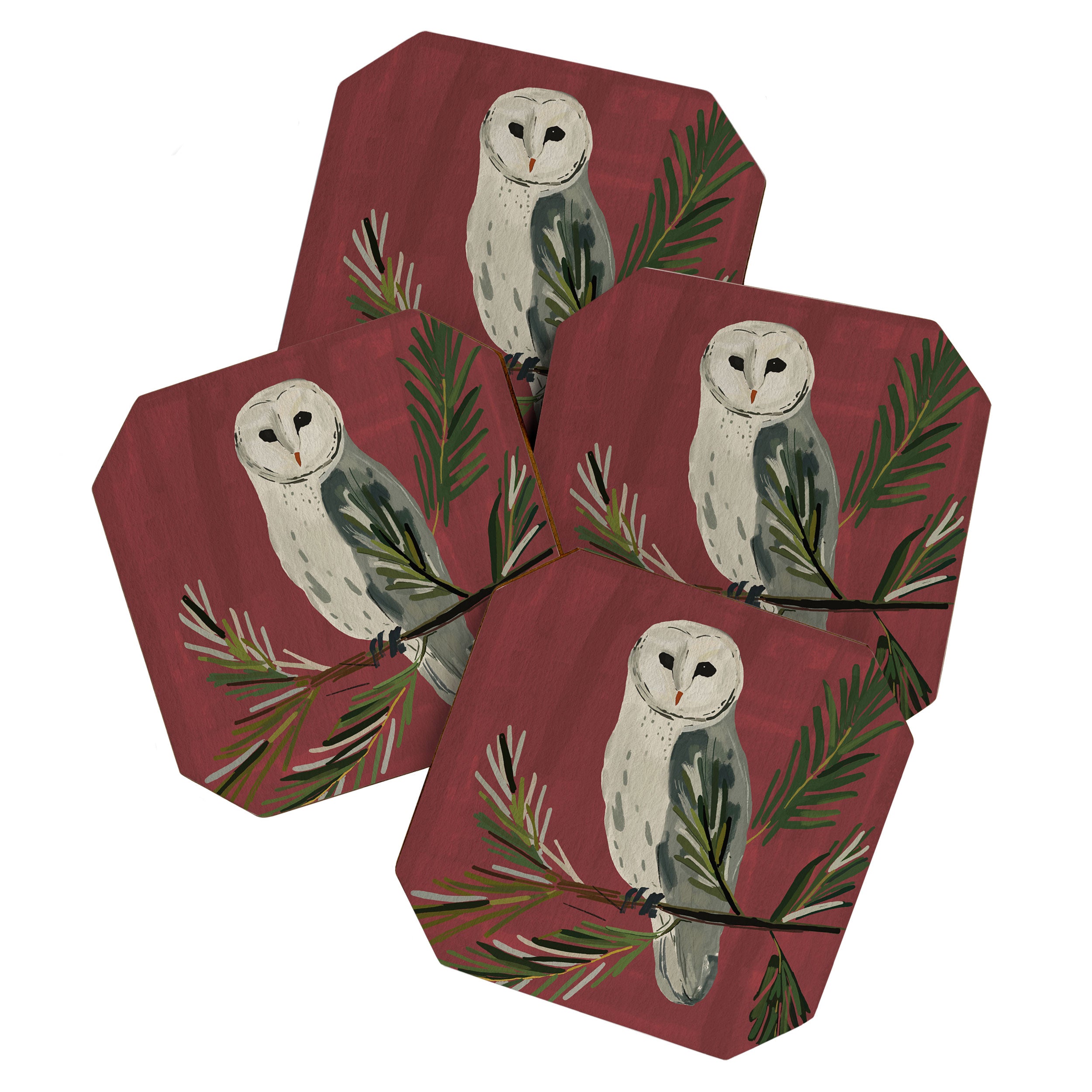 Owl on a Pine Branch Coaster Gallery Image 1