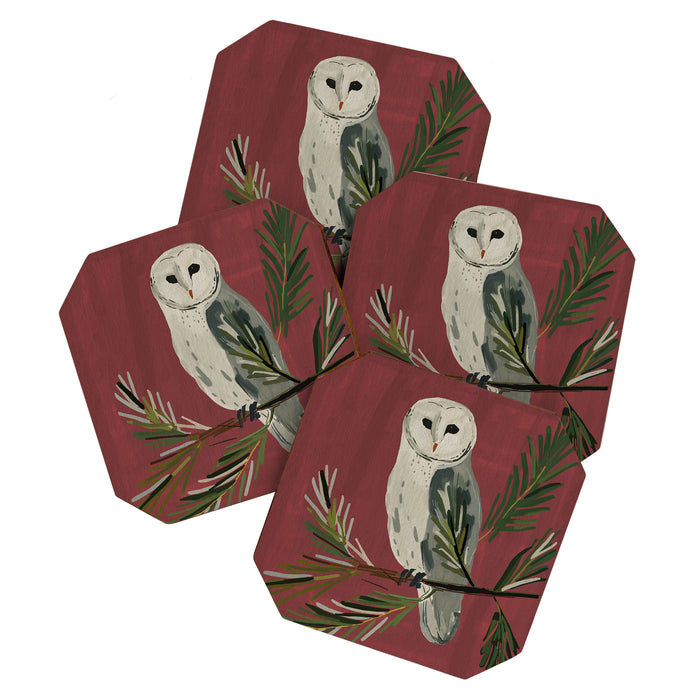 Owl on a Pine Branch Coaster Gallery Image 1