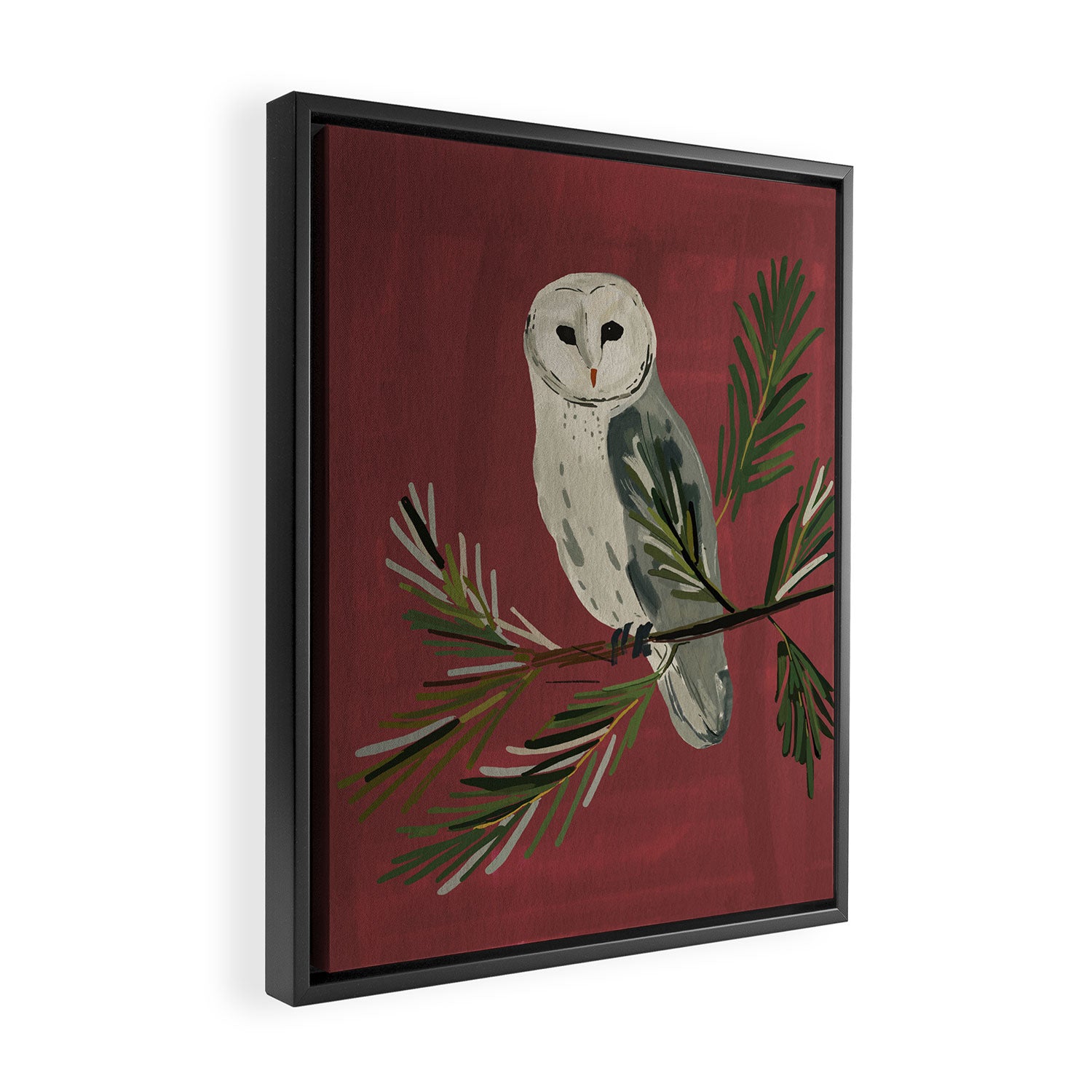 Owl on a Pine Branch Framed Canvas Print Gallery Image 2