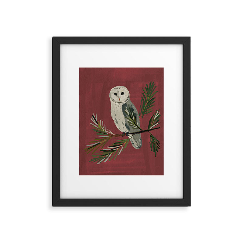 Owl on a Pine Branch Framed Art Print Gallery Image 5