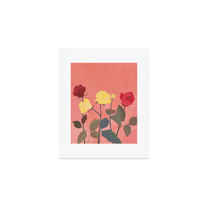 Red and Yellow Roses Art Print Gallery Image 1