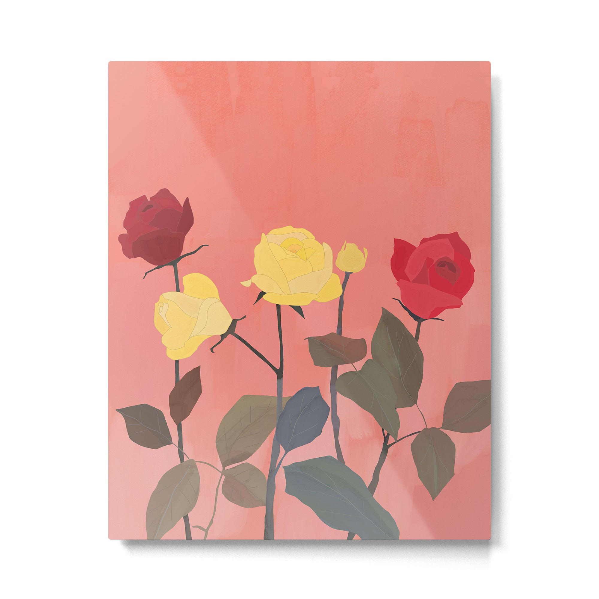 Red and Yellow Roses Metal Print Gallery Image 4