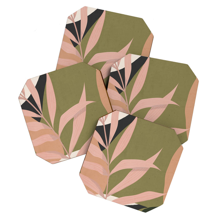 Tropical Leaf- Abstract Art 2 Coaster Gallery Image 1