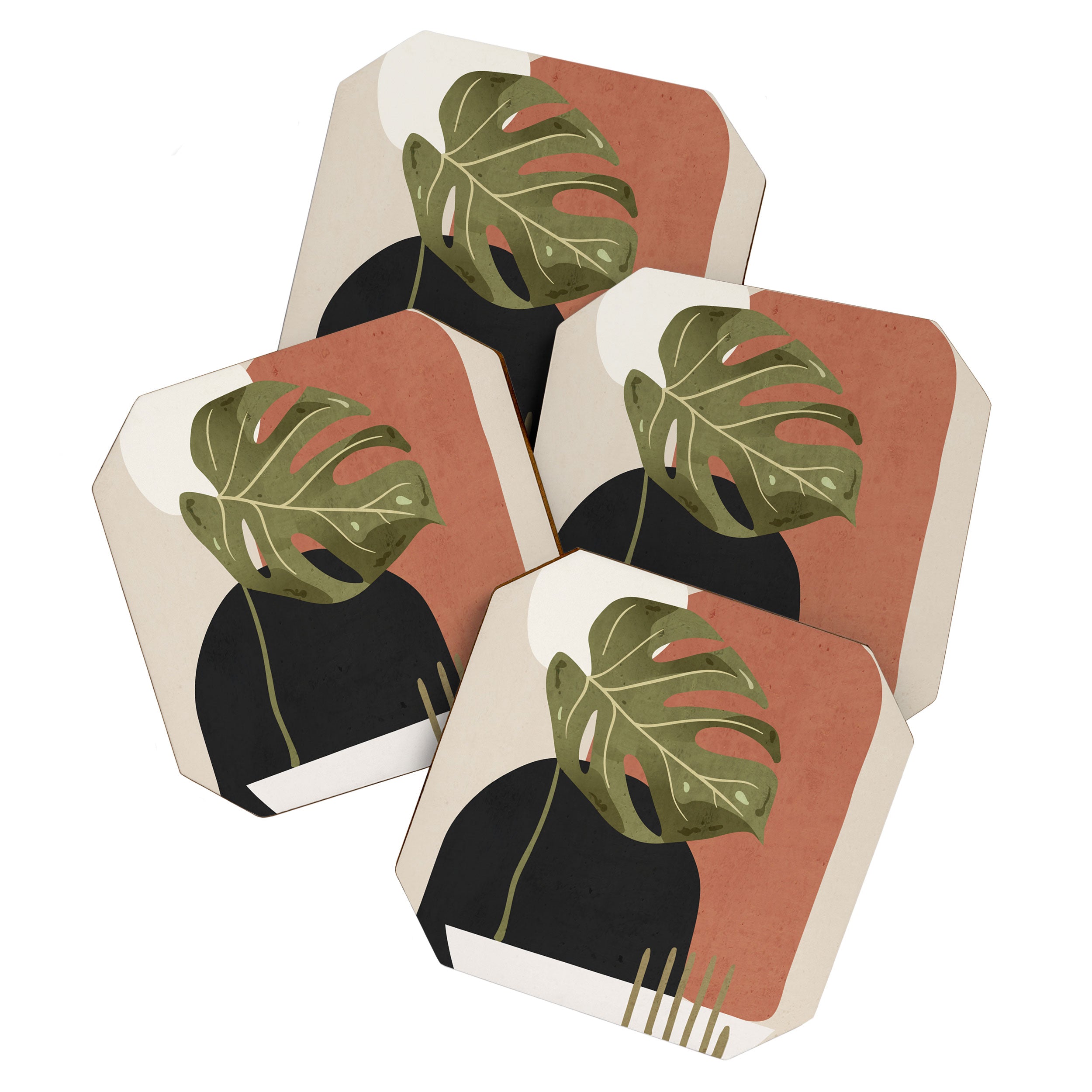 Tropical Leaf- Abstract Art 7 Coaster Gallery Image 1