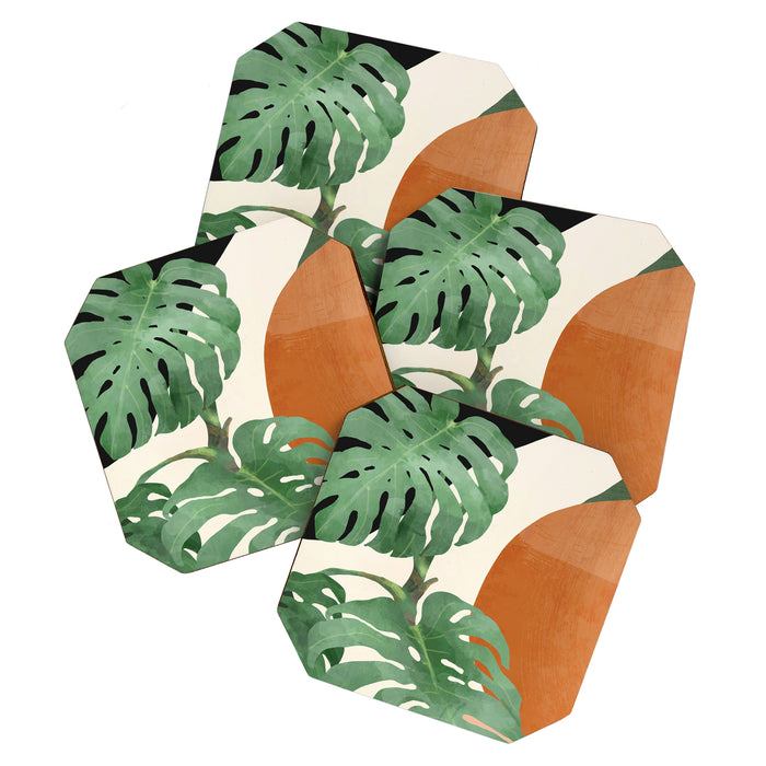 Tropical Leaves- Abstract Art  Coaster Gallery Image 1