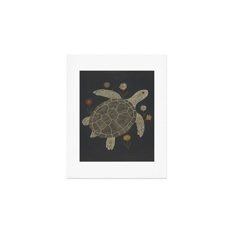 Turtle with Flowers Art Print Gallery Image 1