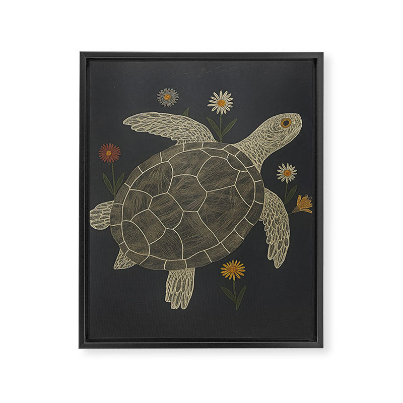 Turtle with Flowers Framed Canvas Print Gallery Image 8