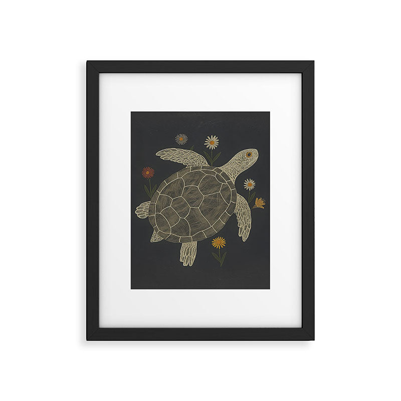 Turtle with Flowers Framed Art Print Gallery Image 6