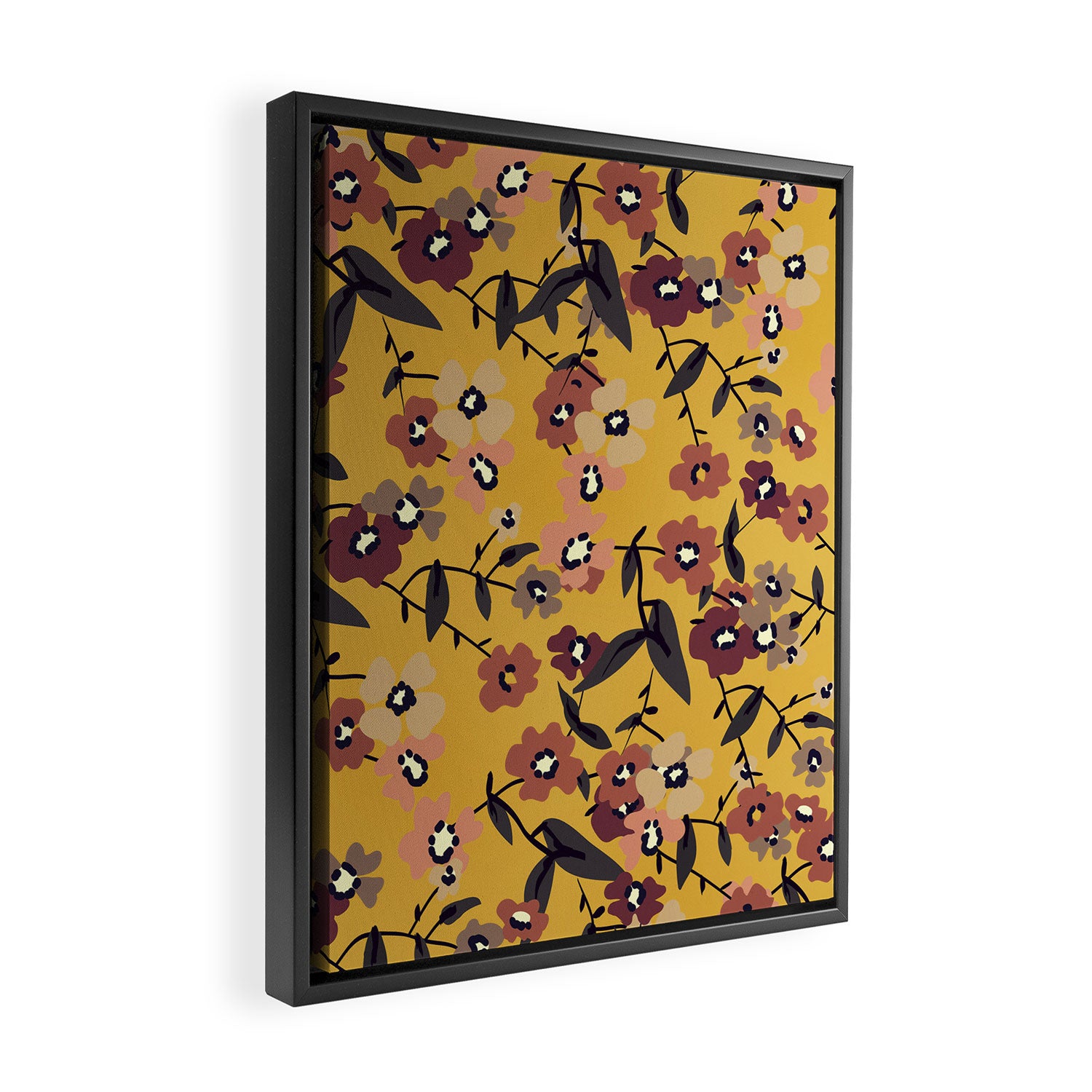  Warm Floral Pattern Framed Canvas Print Gallery Image 2
