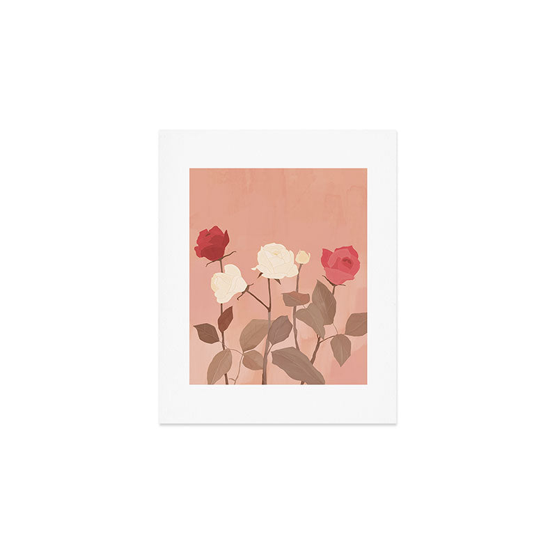 White and Red Roses Art Print Gallery Image 1