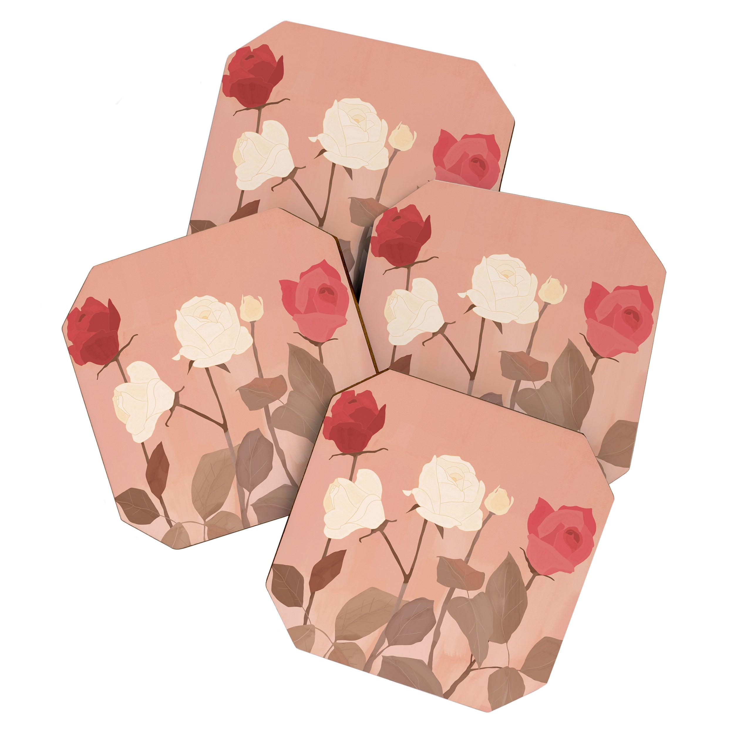 White and Red Roses Coaster Gallery Image 1