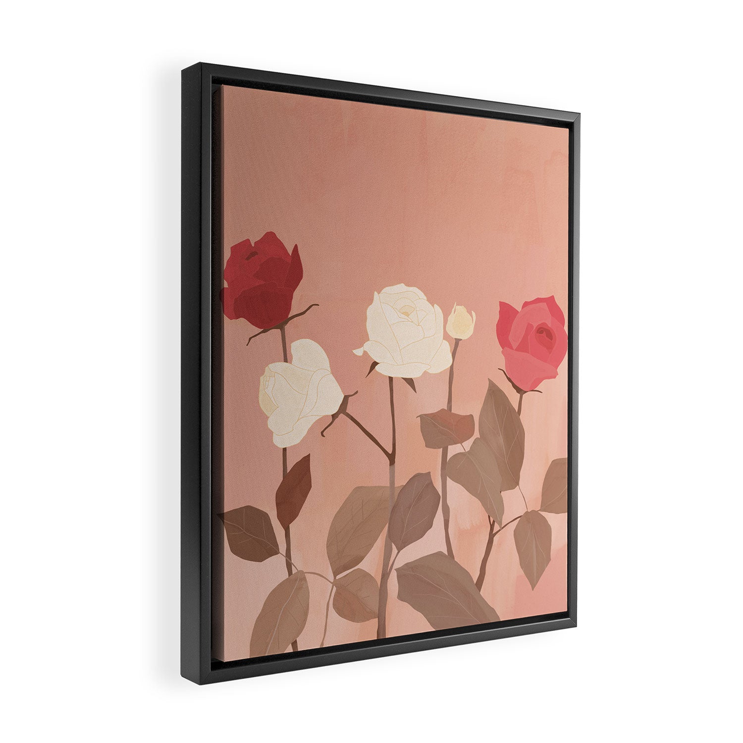 White and Red Roses Framed Canvas Print Gallery Image 2