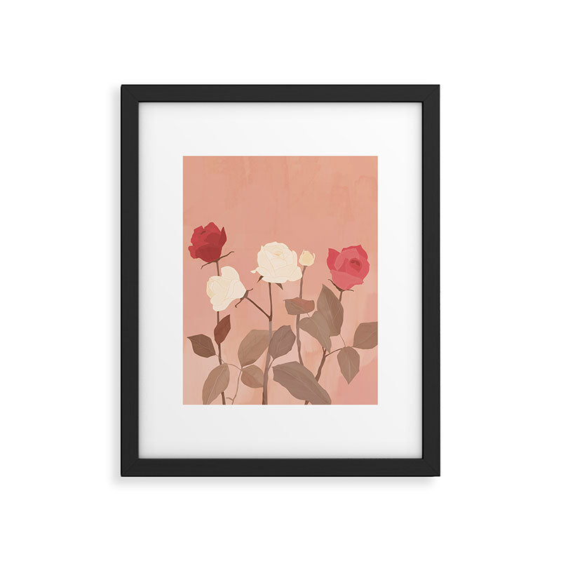 White and Red Roses Framed Art Print Gallery Image 5