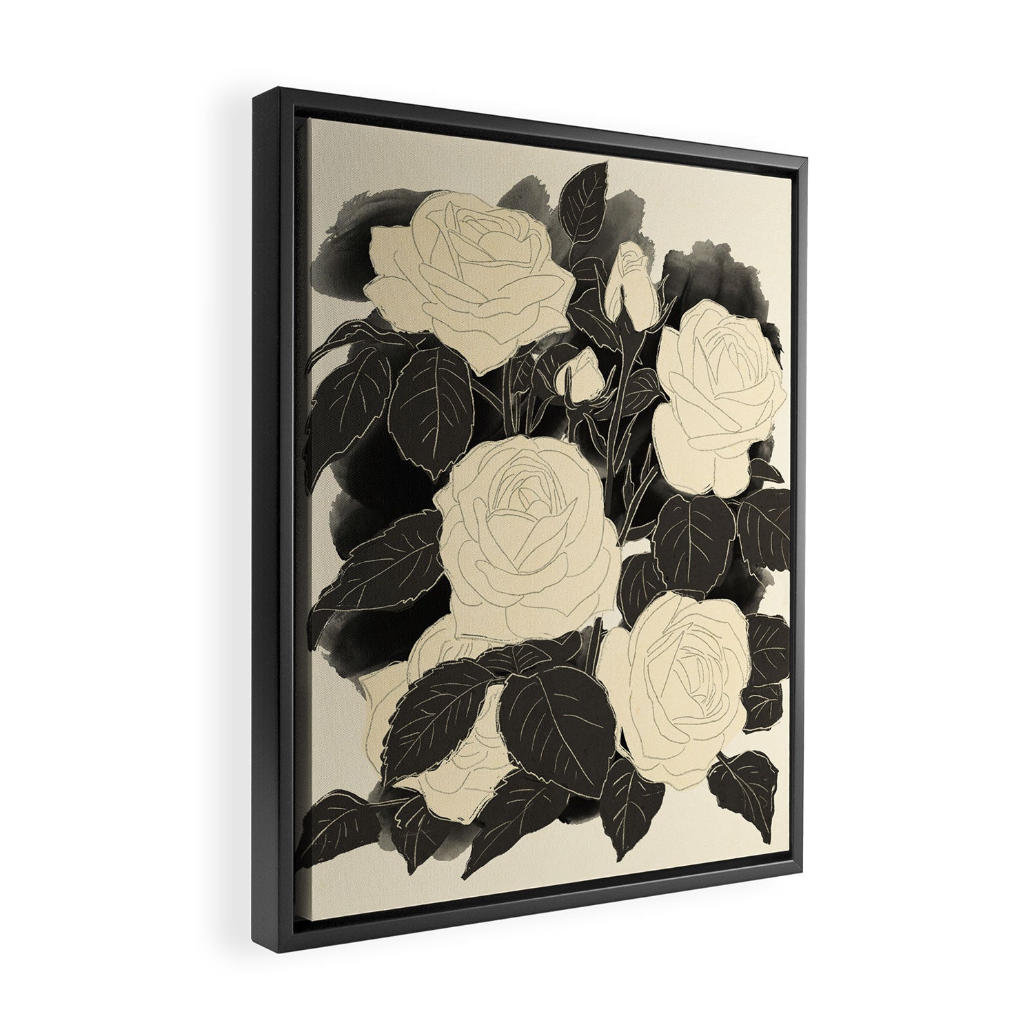 White Roses 5 Framed Canvas Print Gallery Image 2