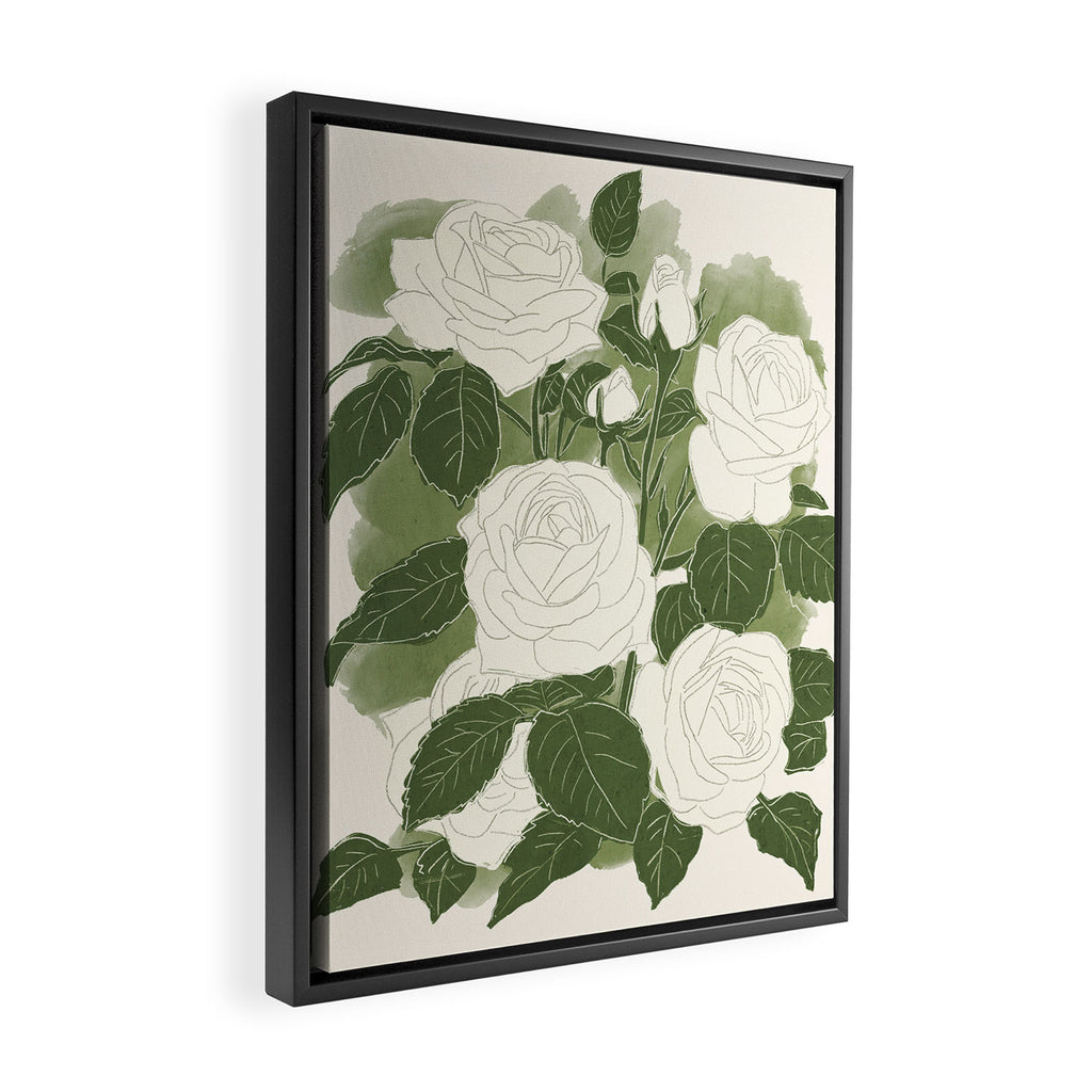 White Roses 6 Framed Canvas Print Gallery Image 2