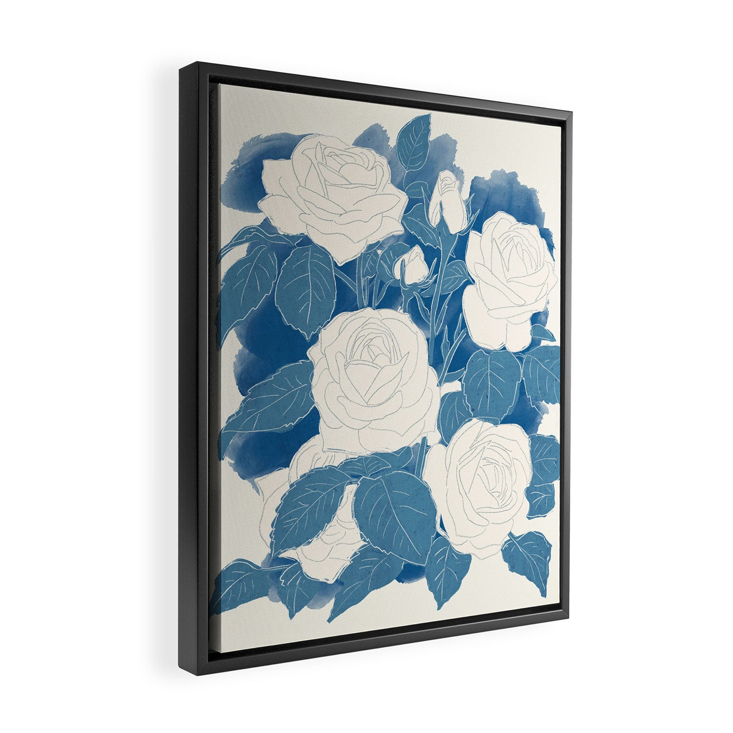 White Roses 7 Framed Canvas Print Gallery Image 2
