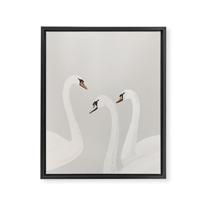 White Swans Framed Canvas Print Gallery Image 1