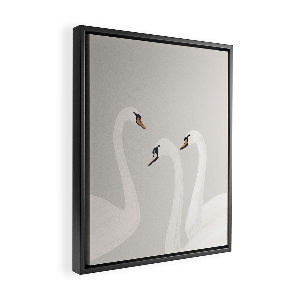 White Swans Framed Canvas Print Gallery Image 2