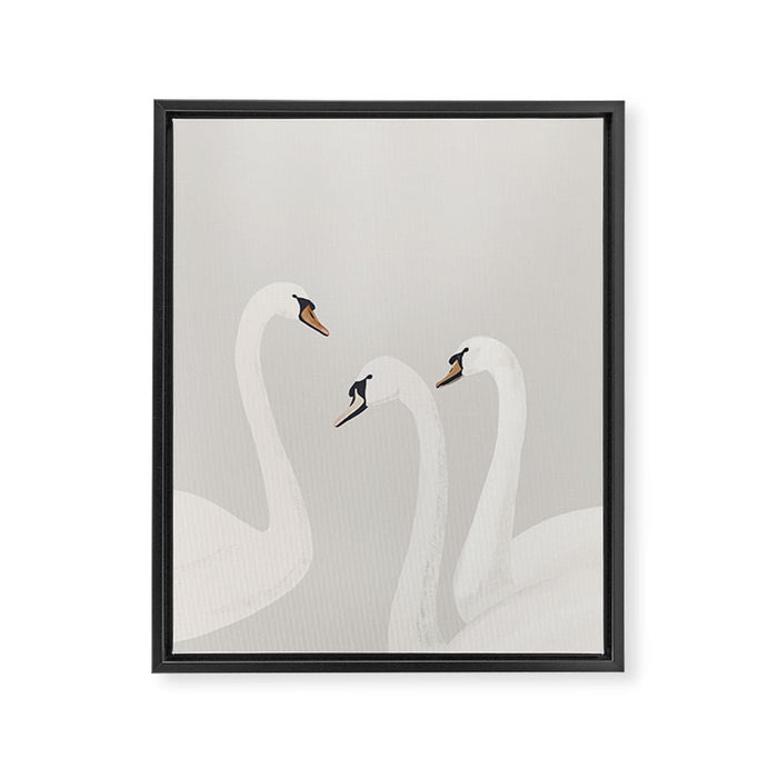 White Swans Framed Canvas Print Gallery Image 1