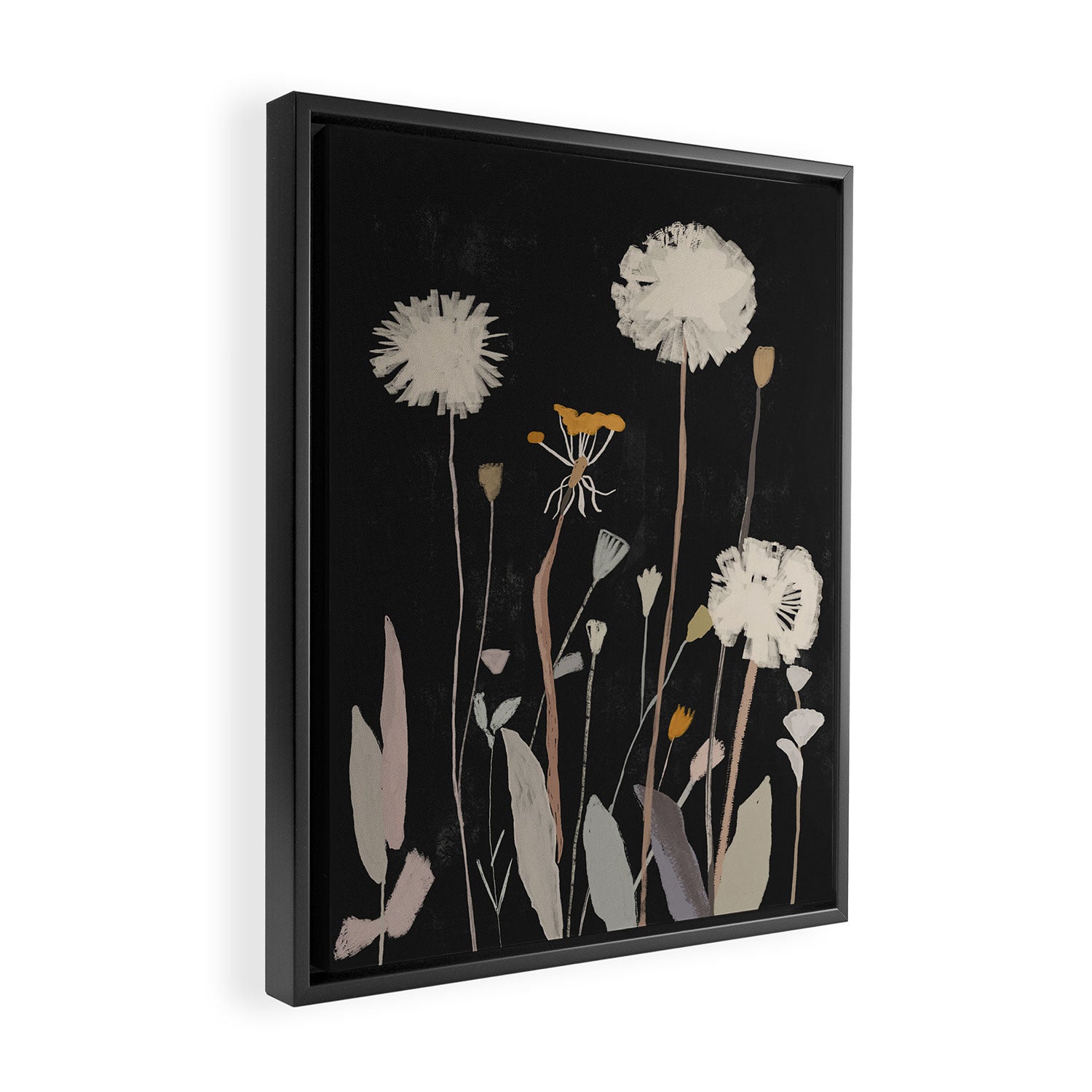 Wildflowers and Dandelions Framed Canvas Print Gallery Image 2