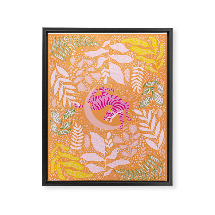 Tiger Moon in Tangerine Framed Canvas Print Gallery Image 1