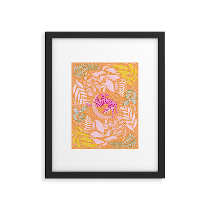 Tiger Moon in Tangerine Framed Art Print Gallery Image 1