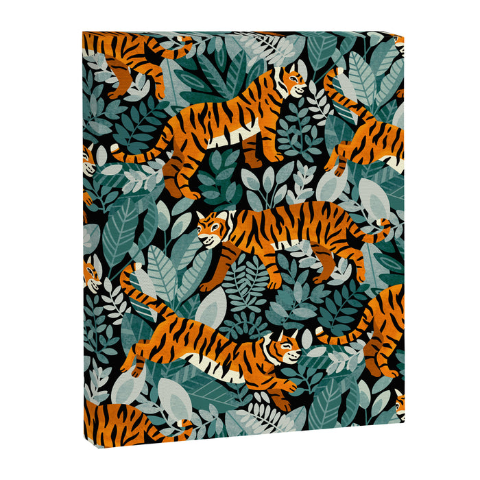 Bengal Tiger Teal Jungle Canvas Print Gallery Image 1