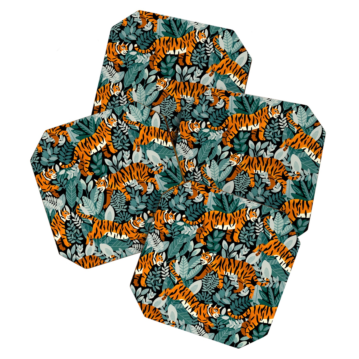 Bengal Tiger Teal Jungle Coaster Gallery Image 1