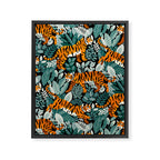 Bengal Tiger Teal Jungle Framed Canvas Print Gallery Image 8