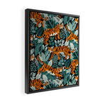Bengal Tiger Teal Jungle Framed Canvas Print Gallery Image 2