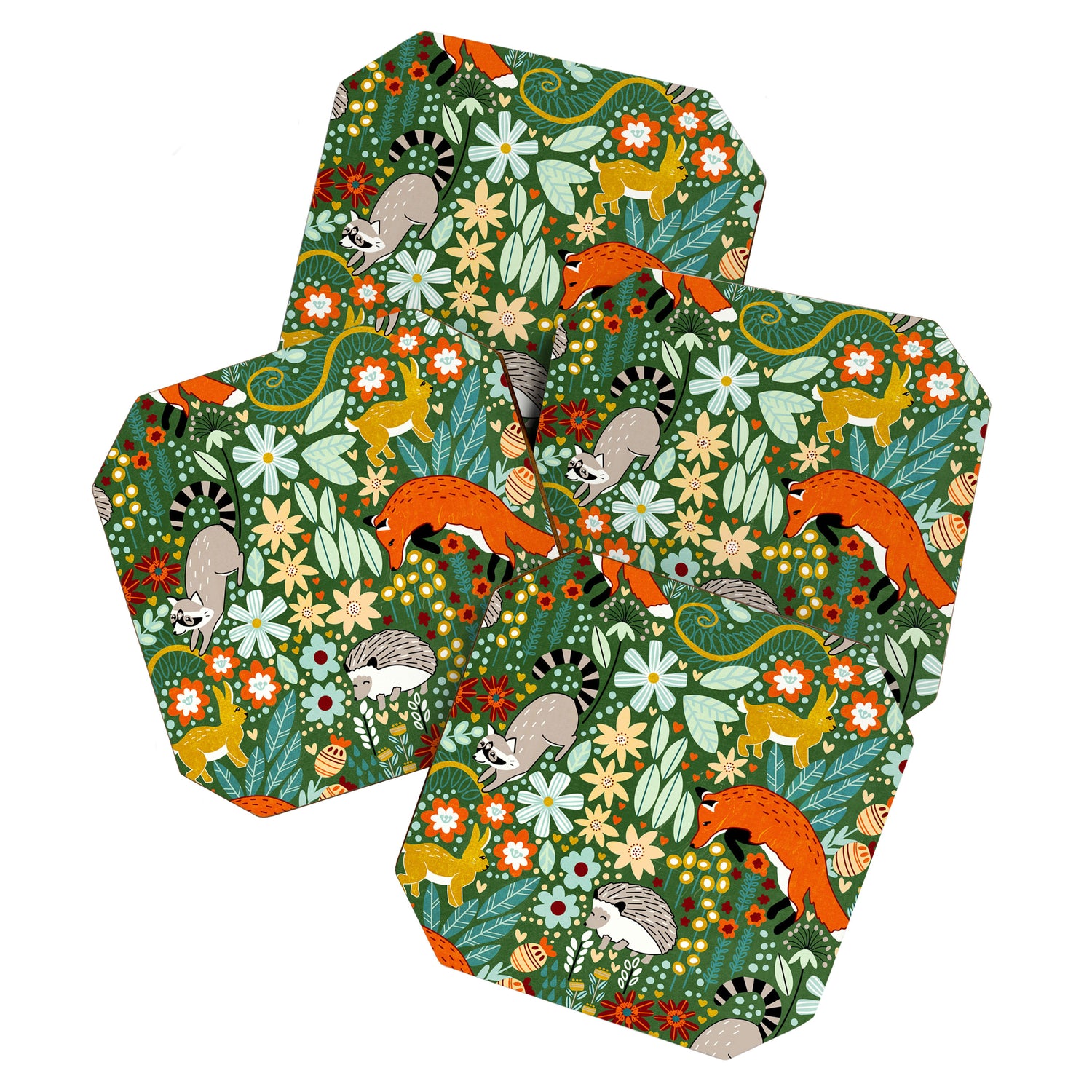 Textured Woodland Pattern - Forest Green Coaster Gallery Image 1