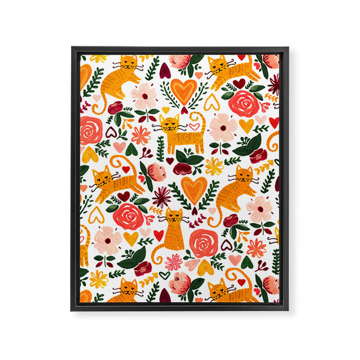 Valentine Cats Framed Canvas Print Gallery Image 1