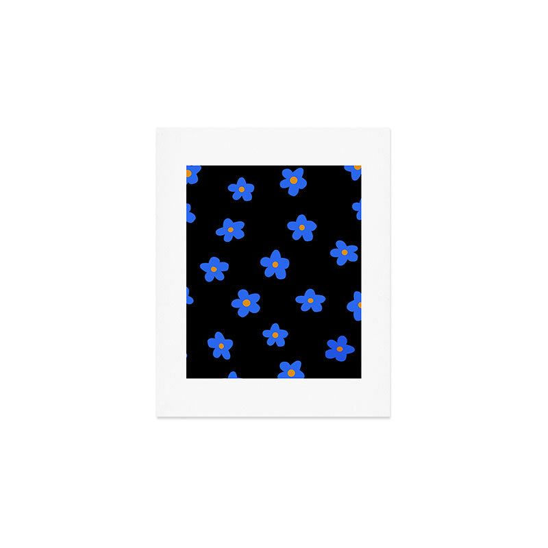 Blue and Orange Flowers Art Print Gallery Image 1