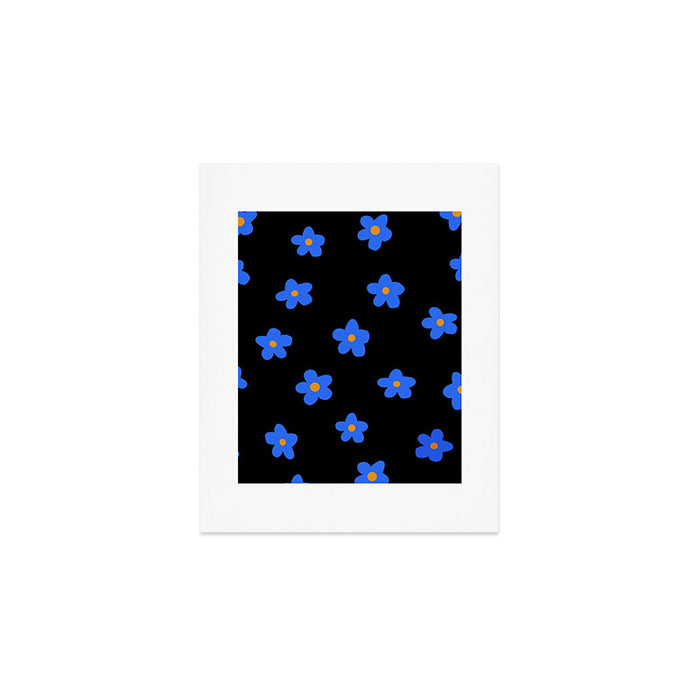 Blue and Orange Flowers Art Print Gallery Image 1