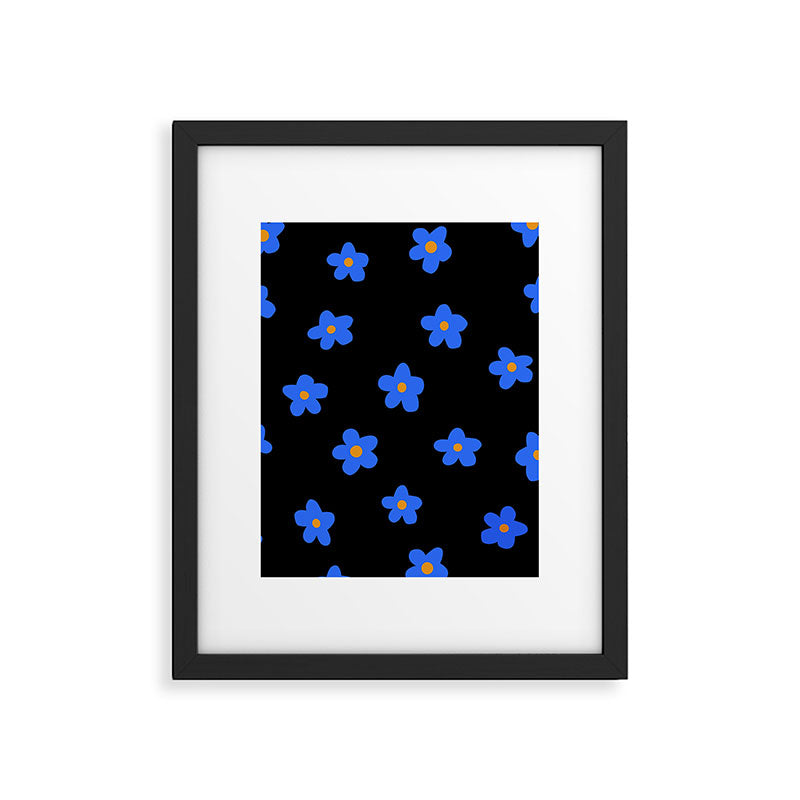Blue and Orange Flowers Framed Art Print Gallery Image 5