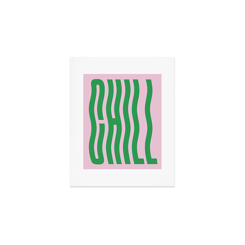 Chill Pink and Green Wavey Art Print Gallery Image 1