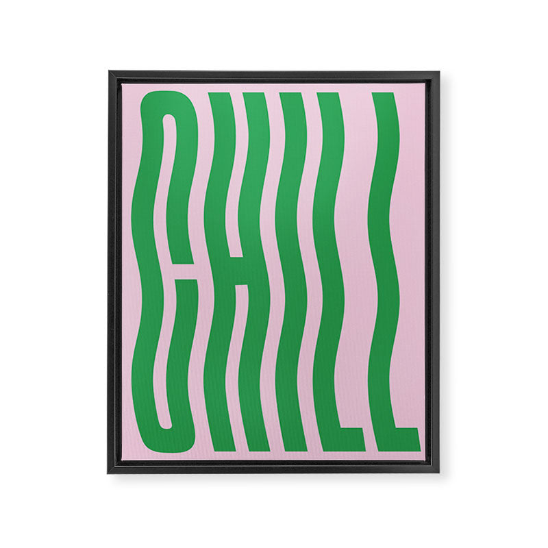 Chill Pink and Green Wavey Framed Canvas Print Gallery Image 6