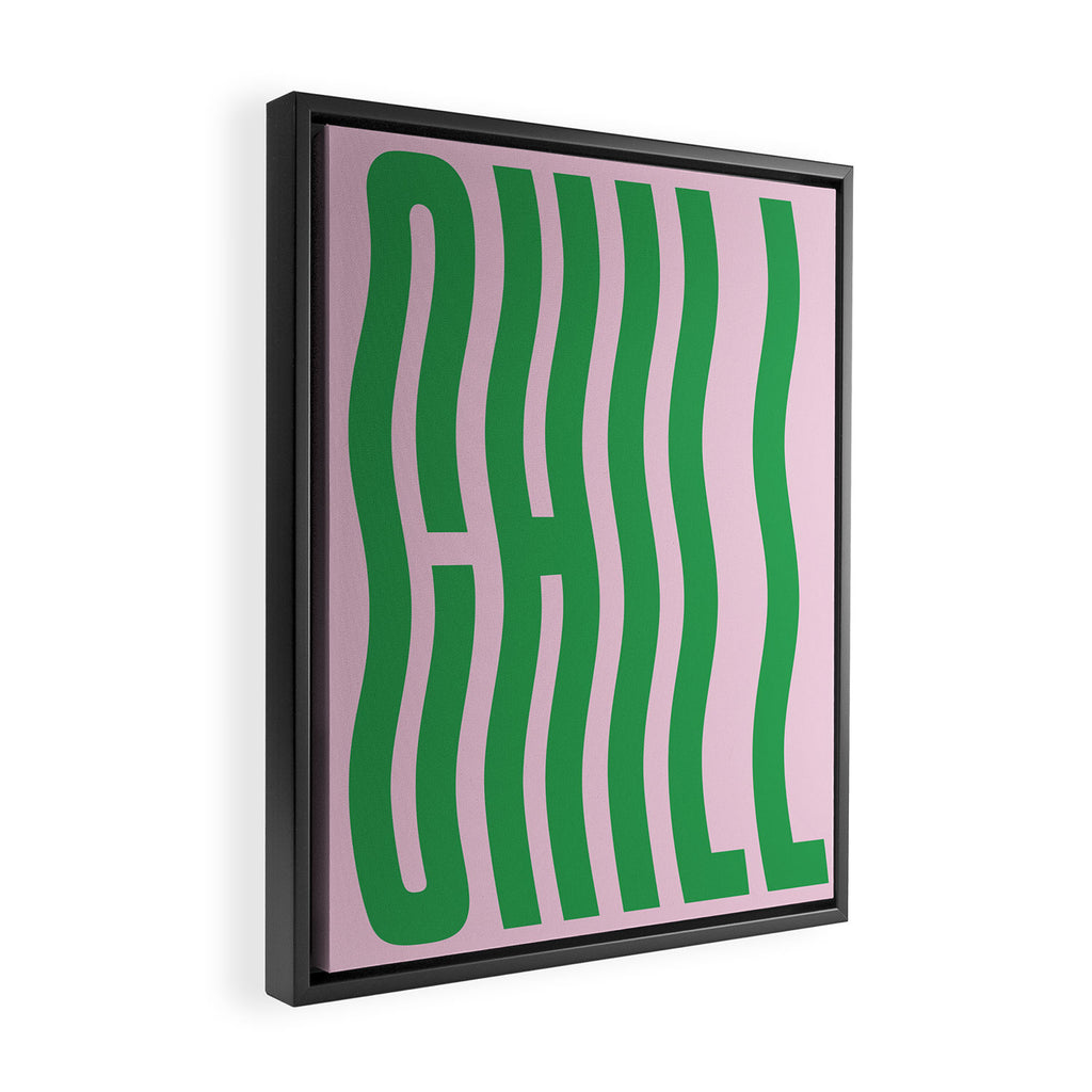 Chill Pink and Green Wavey Framed Canvas Print Gallery Image 2